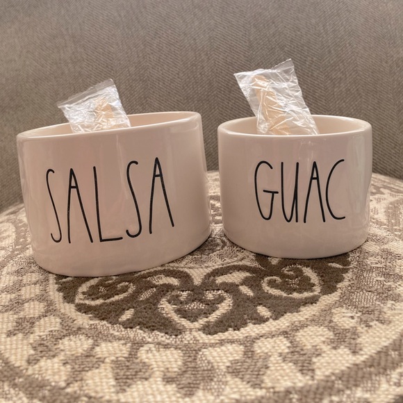 Rae Dunn Salsa and Guac Bowl Set with Wooden Spoons. New. - Picture 8 of 12